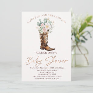 Invitation Boho Blush Floral Cactus Baby shower de démarrage