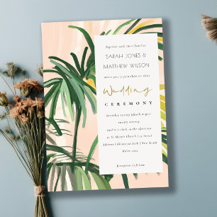 Invitation Boho Blush Green Tropical Palm Beach Mariage