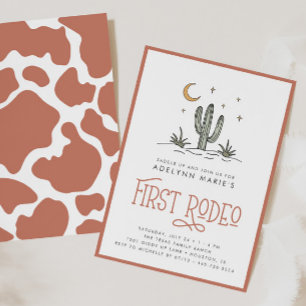 Invitation Boho Blush Moderne Girls Premier Rodéo 1er Anniver