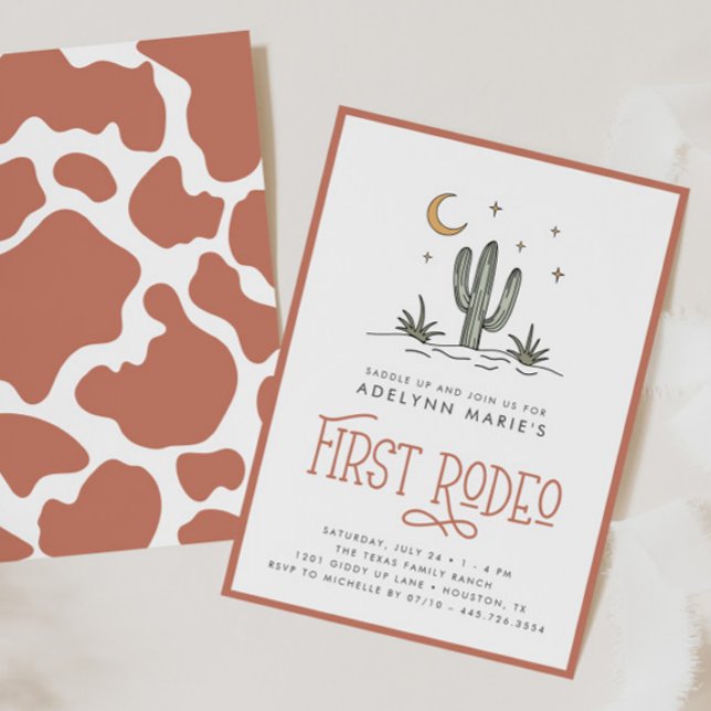 Invitation Boho Blush Moderne Girls Premier Rodéo 1er Anniver (Créateur téléchargé)