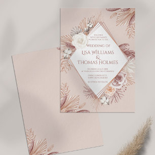 Invitation Boho Blush Pampas Grass et Fleurs séchées