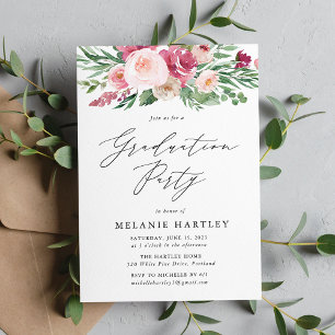 Invitation Boho Blush & Pink Floral Graduation Party