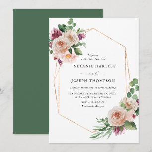 Invitation Boho Blush & Purple Spring Floral Mariage
