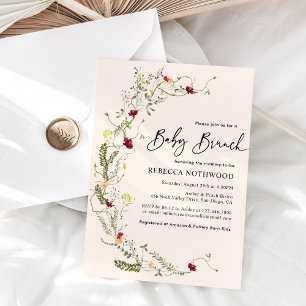 Invitation Boho Blush rose Fleur sauvage Wreath Baby Brunch