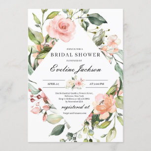 Invitation Boho Blush rose Floral