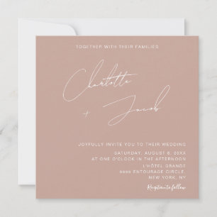 Invitation Boho Blush rose minimaliste Mariage simple