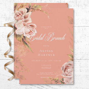Invitation Boho Blush Roses et graminées Brunch nuptial
