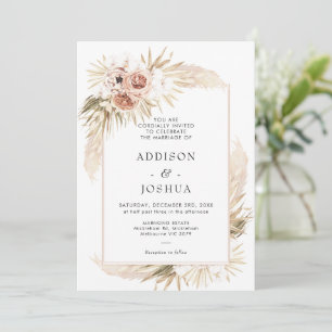 Invitation Boho Blush tons naturels Floral Mariage