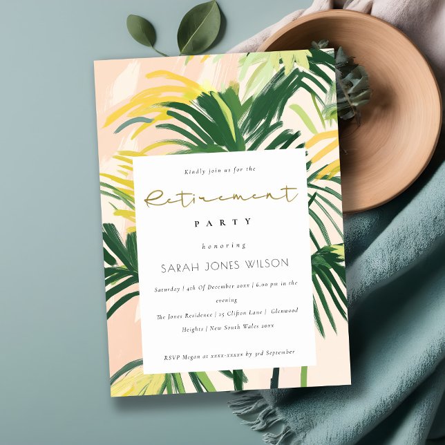 Invitation Boho Blush Vert Palmier Tropical Retraite  (Créateur téléchargé)