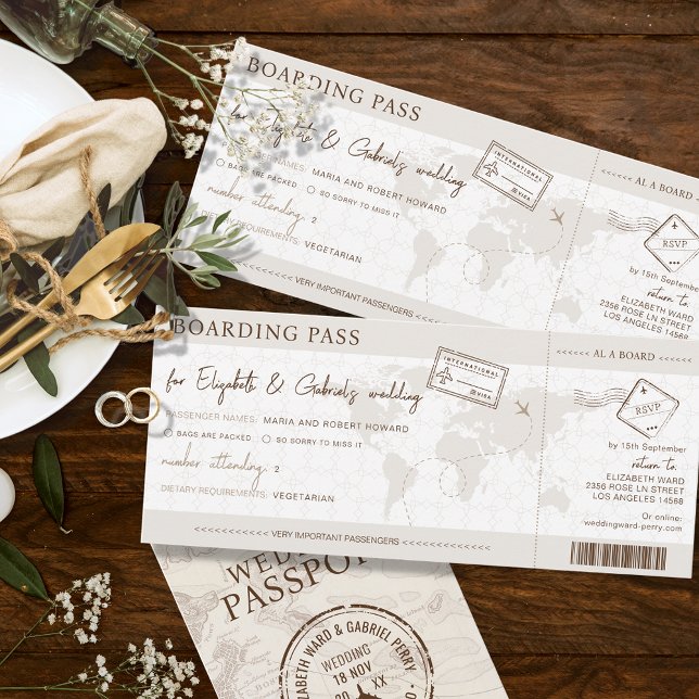 Invitation Boho Boarding Pass Destination Mariage (Créateur téléchargé)