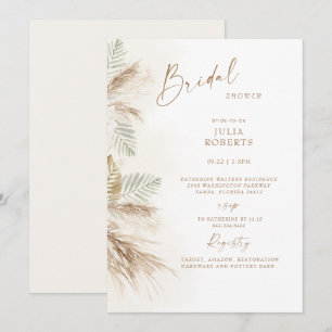 Invitation Boho Bohemian Pampas Grass Fête des mariées beige