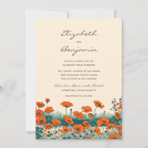 Invitation Boho Bohemian Rustic Fleur sauvage Mariage
