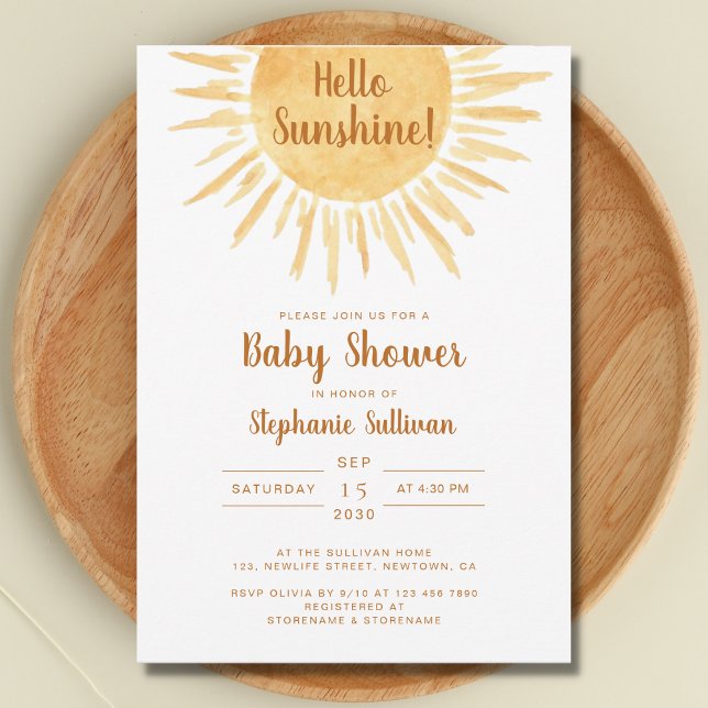 Invitation Boho Bonjour Sunshine Genre Baby shower neutre (Créateur téléchargé)