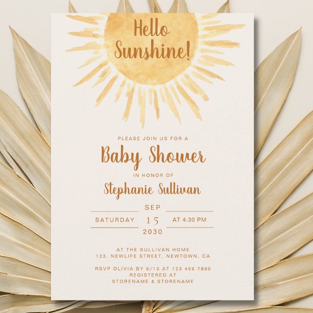 Invitation Boho Bonjour Sunshine Genre Neutre Baby shower Inv (Créateur téléchargé)