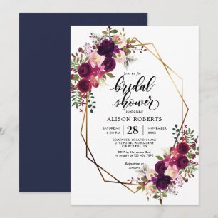 Invitation Boho bordo mariage géométrique douche nuptiale