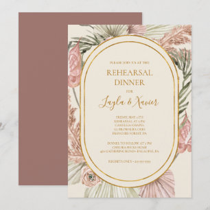 Invitation Boho Botanical   Dîner de répétition Rose Dusty