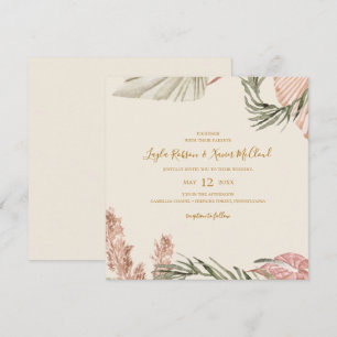 Invitation Boho Botanical Mariage Carré ivoire simple
