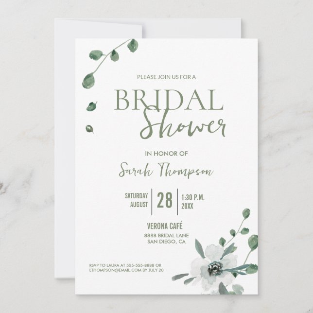 Invitation Boho Botanique Eucalyptus Fête des mariées personn (Devant)