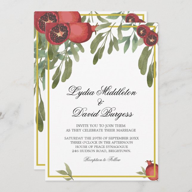 Invitation Boho Botanique mariage Élégante verdure (Devant / Derrière)