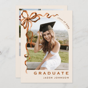 Invitation Boho Bow Ribbon branché 5 PHOTO Graduation Party