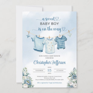 Invitation Boho Boy Baby shower Vêtements de pépinière modern