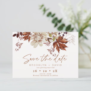 Invitation Boho Brown Automne Floral Mariage Enregistrer La C