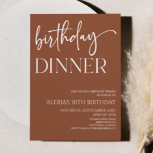 Invitation Boho Brown Bohemian Minimal Anniversaire Dîner