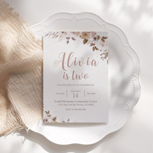 Invitation Boho Brown Floral Anniversaire (Créateur téléchargé)