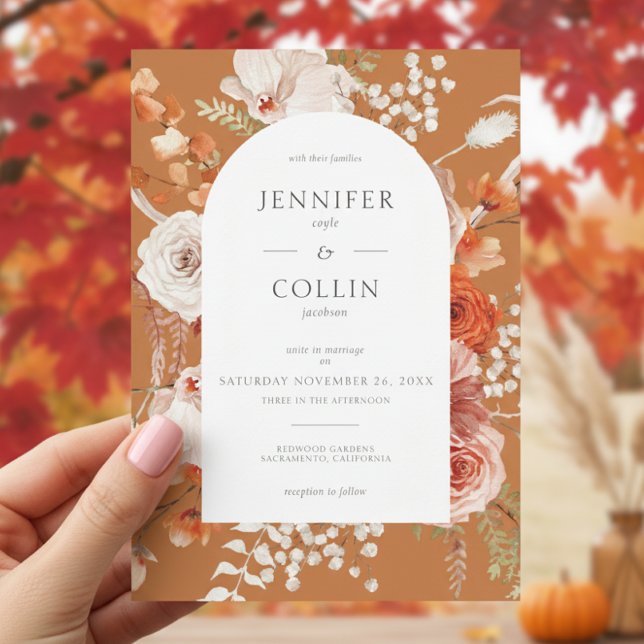 Invitation Boho Burange Chute Orange Floral Arch Rust (Créateur téléchargé)