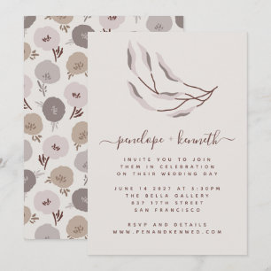 Invitation Boho Burgundy et Mariage botanique Taupe