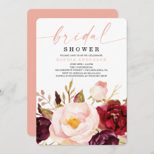 Invitation Boho Burgundy Floral Bridal