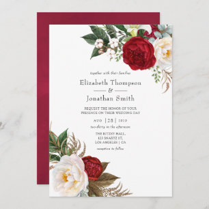 Invitation Boho Burgundy - Marsala Floral Mariage
