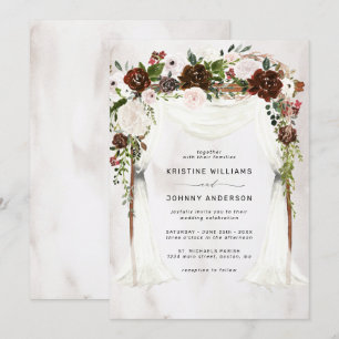 Invitation Boho Burgundy Rose Rose Aquarelle Mariage Floral