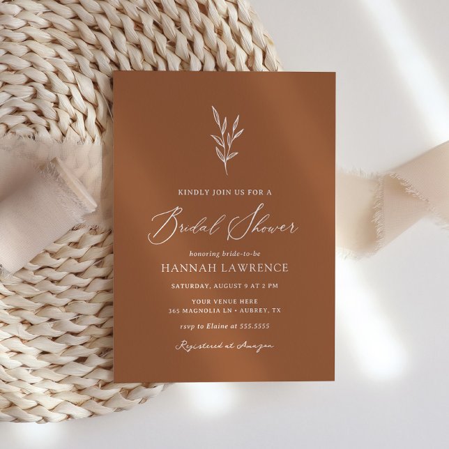 Invitation Boho Burnt Orange Fête des mariées (Créateur téléchargé)