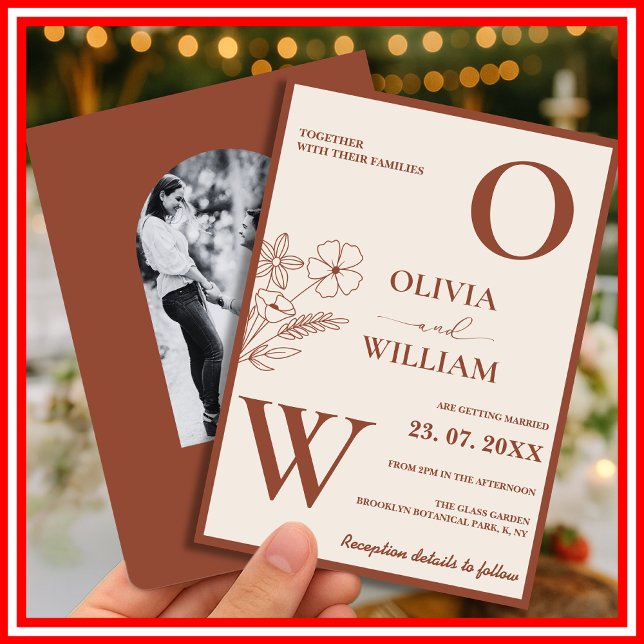 Invitation Boho Burnt Orange Terracotta Mariage rustique (Créateur téléchargé)