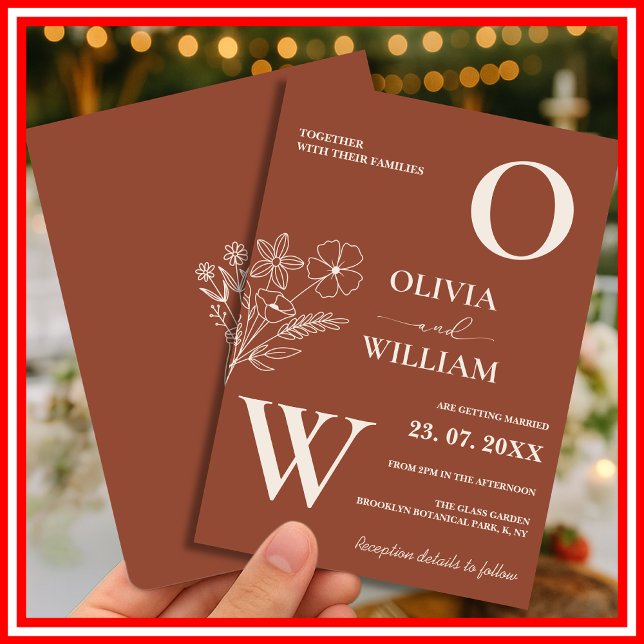 Invitation Boho Burnt Orange Terracotta Mariage rustique (Créateur téléchargé)