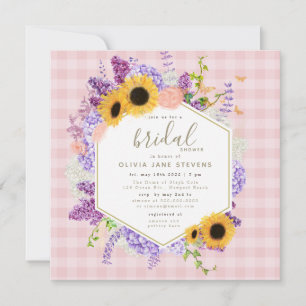 Invitation Boho Butfly Sunflower Frame Fête des mariées rose