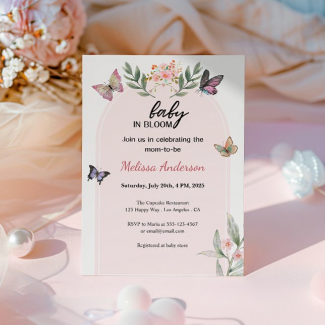 Invitation Boho Butterfly Baby in Bloom Baby shower (Créateur téléchargé)
