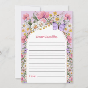 Invitation Boho Butterfly Fleur sauvage Time Capsule Note Car