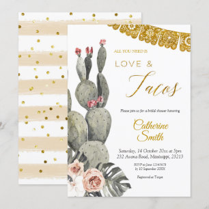 Invitation Boho Cactus Love and Tacos Fête des mariées