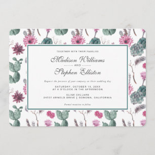 Invitation Boho Cactus, Succulent & Floral - Mariage