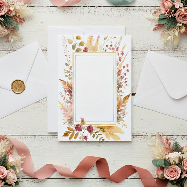 Invitation Boho cadre floral blanc mariage (Créateur téléchargé)