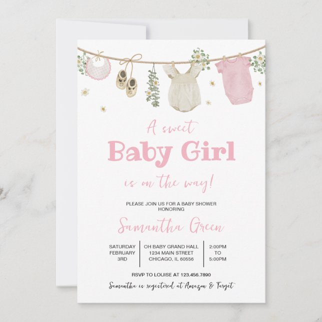 Invitation Boho C'est un Baby shower de vêtements pour bébé f (Devant)