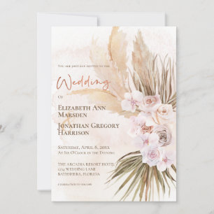 Invitation Boho Champagne Blush Terracotta Pampas Floral