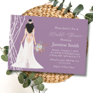 Invitation Boho Cheveux Noirs Mariée Avec Perles Enterrement