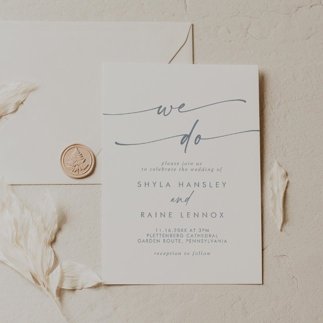 Invitation Boho Chic Ardoise Bleu Nous faisons Mariage (Créateur téléchargé)