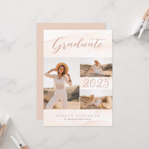Invitation Boho Chic Blush Aquarelle & Graduation Script