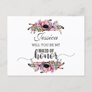 Invitation Boho Chic Blush Pink Serez-vous ma femme d'honneur