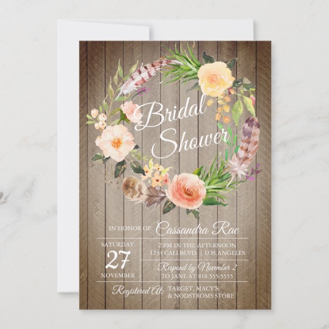Invitation Boho Chic Bridal Shower (Devant)