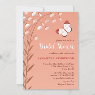 Invitation Boho Chic Butterfly Floral Élégante Fête des marié